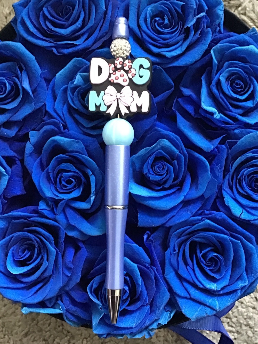 Dog Mom Beaded Pen - Blue
